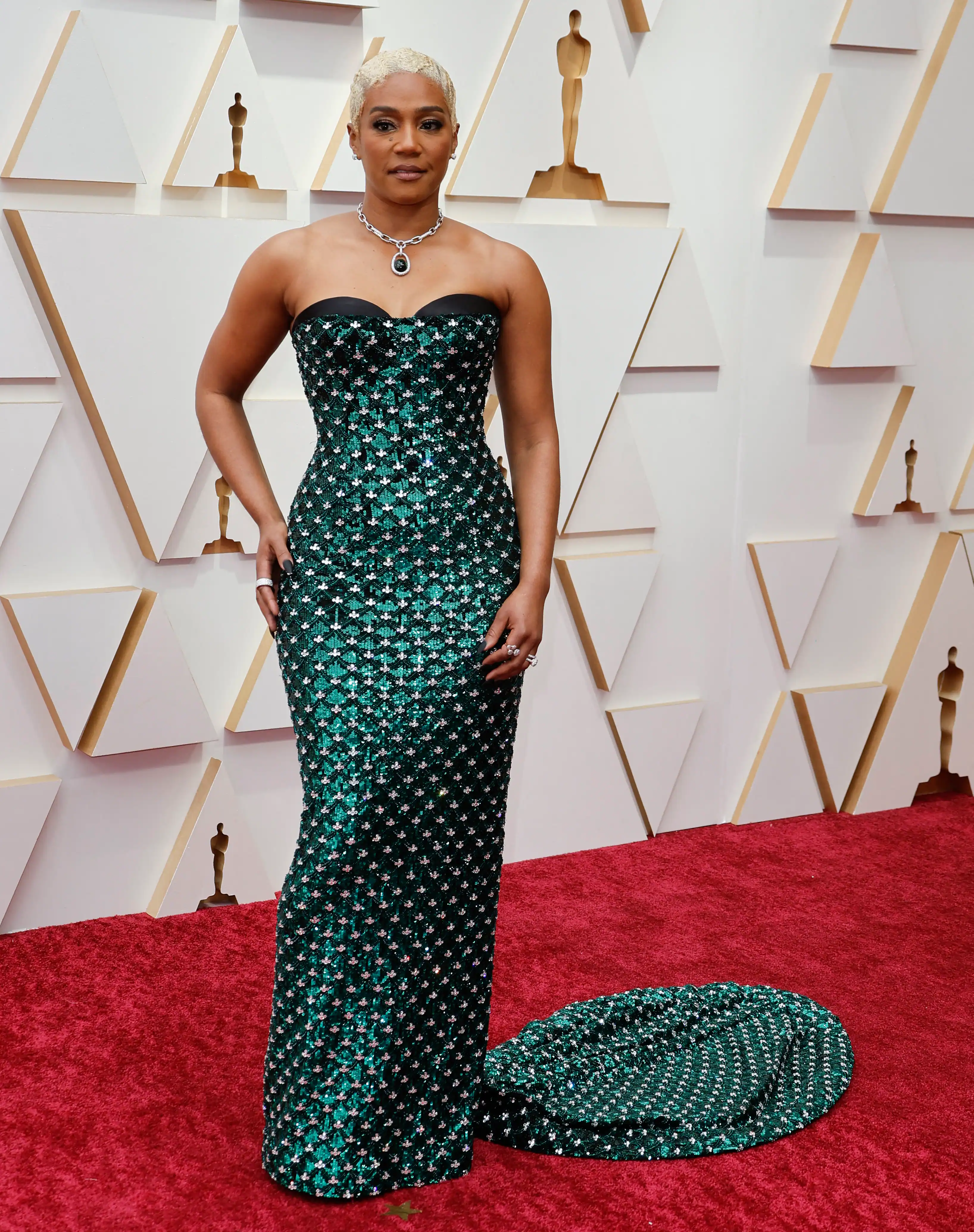 Tiffany Haddish poses on the red carpet during the Oscars arrivals at the 94th Academy Awards in Hollywood