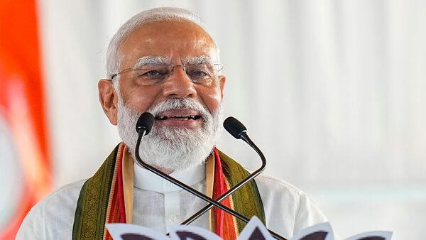 Prime Minister Narendra Modi addresses a public meeting in Tirunelveli ahead of the Lok Sabha elections.